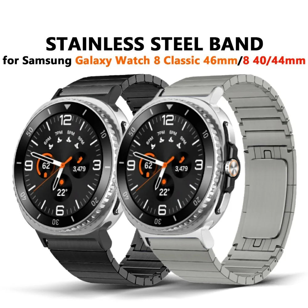 Detachable Watch Band for Samsung Galaxy Watch8 44mm / 40mm / Watch8 Classic 46mm Stainless Steel 1-Bead Wrist Band - Silver - 7