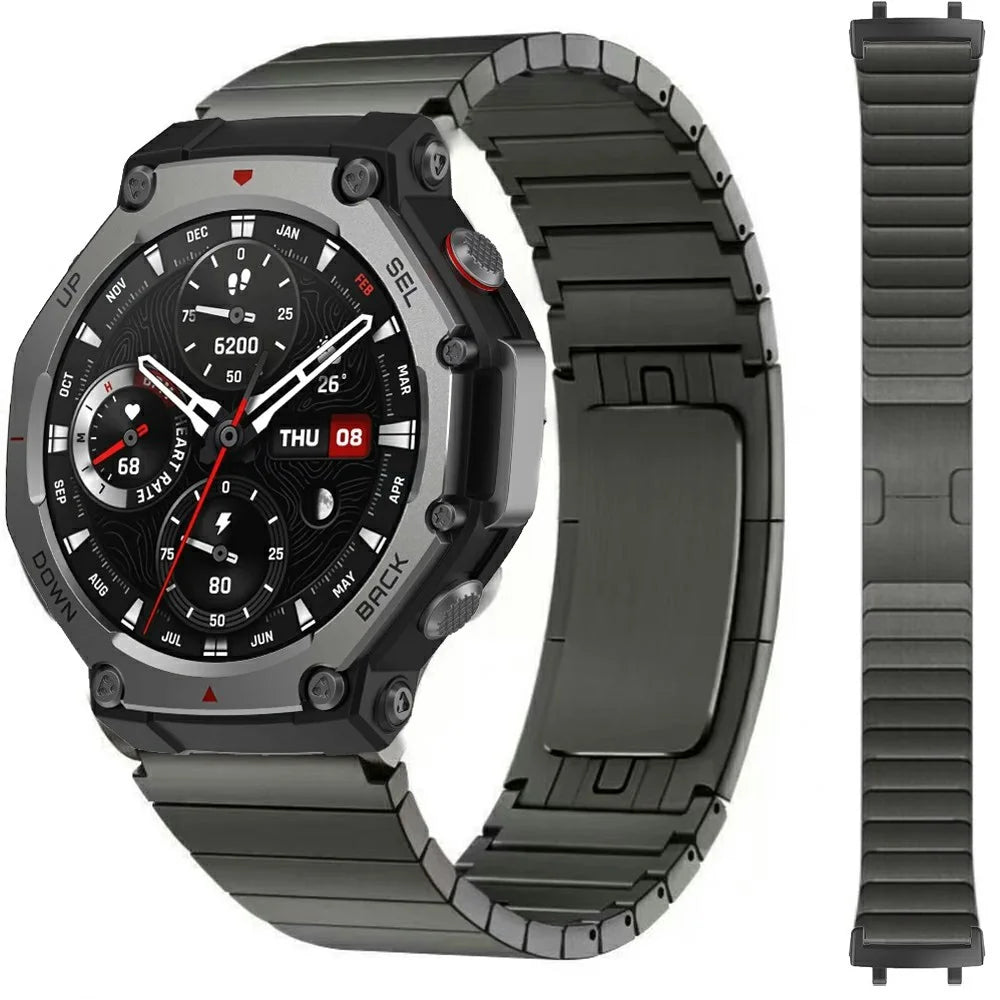 For Huami Amazfit T-Rex Pro A1918 Watch Band Titanium Alloy 1-Bead Wrist Strap - Grey - 2