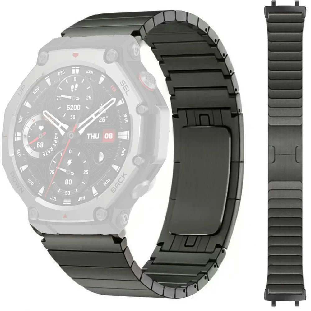 For Huami Amazfit T-Rex 2 Watch Band Titanium Alloy 1-Bead Wrist Strap - Grey - 1