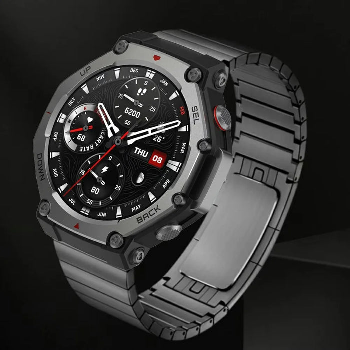 For Huami Amazfit T-Rex 2 Watch Band Titanium Alloy 1-Bead Wrist Strap - Grey - 5