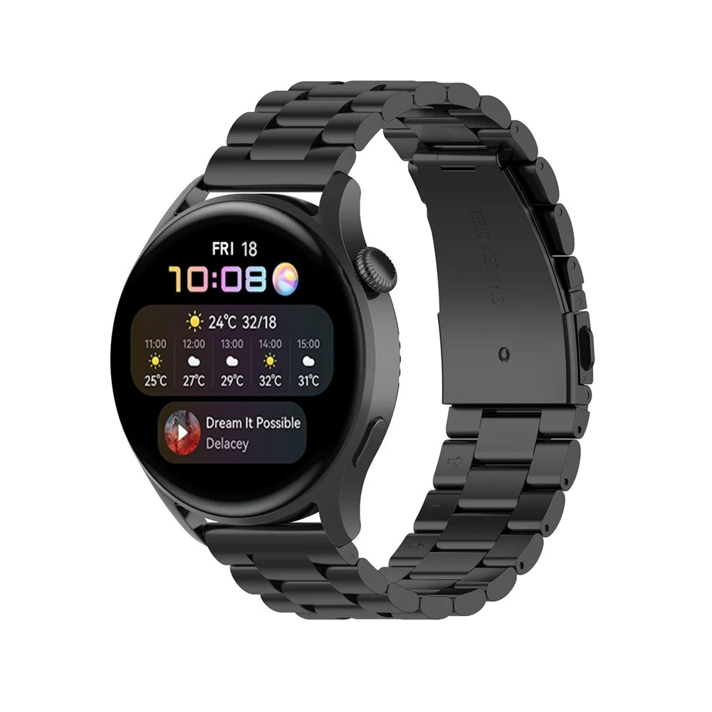 Replacement 3 Beads Stainless Steel Watchband Wrist Strap 22mm for Huawei Watch 3/Watch 3 Pro - Black - 2