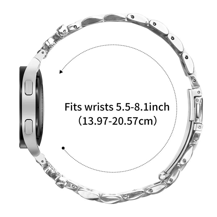 Watch Band with Quick Release Connector For Samsung Galaxy Watch7 44mm  /  40mm 7-Bead Rhinestone Crown Strap Silver - 7