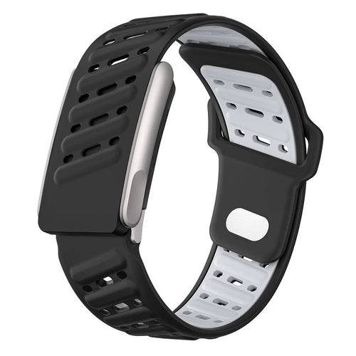 For WHOOP 5.0 LIFE MG Replacement Strap Dual Color Design Breathable Silicone Watch Band - Black / Light Grey - 1