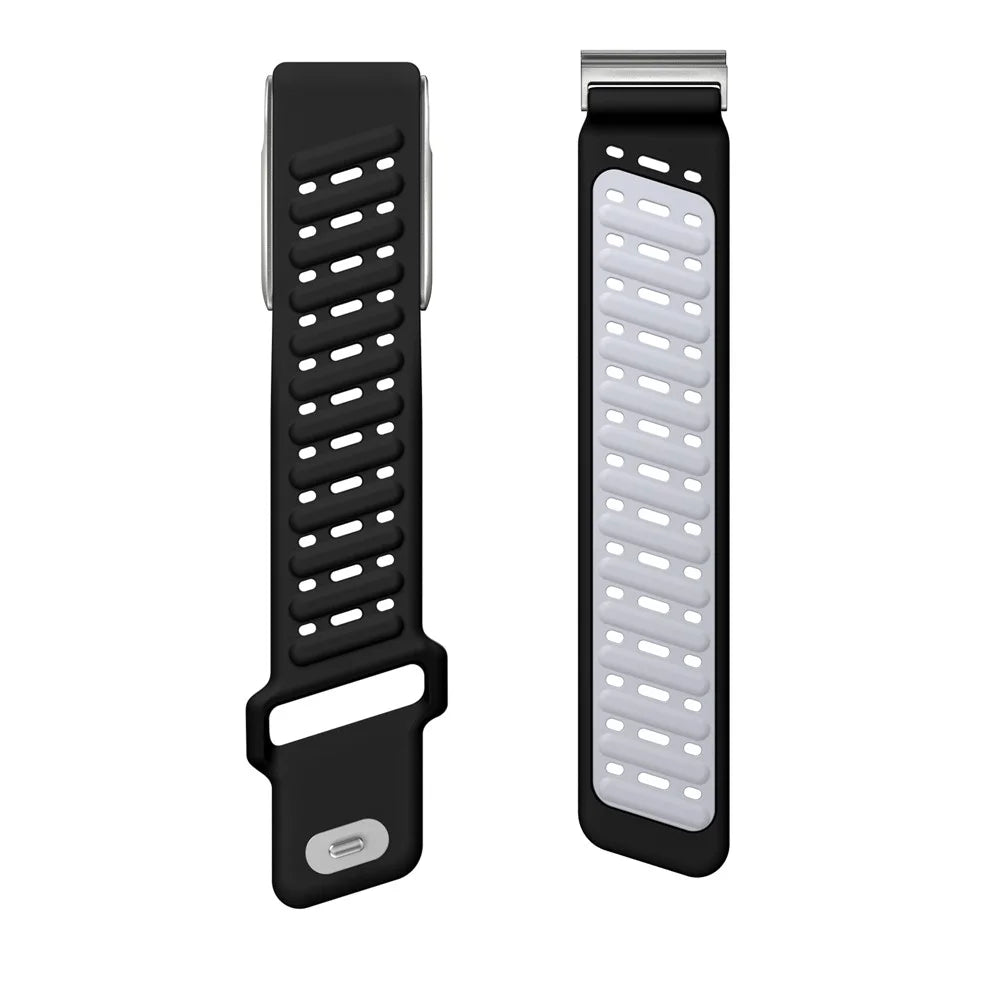 For WHOOP 5.0 LIFE MG Replacement Strap Dual Color Design Breathable Silicone Watch Band - Black / Light Grey - 3