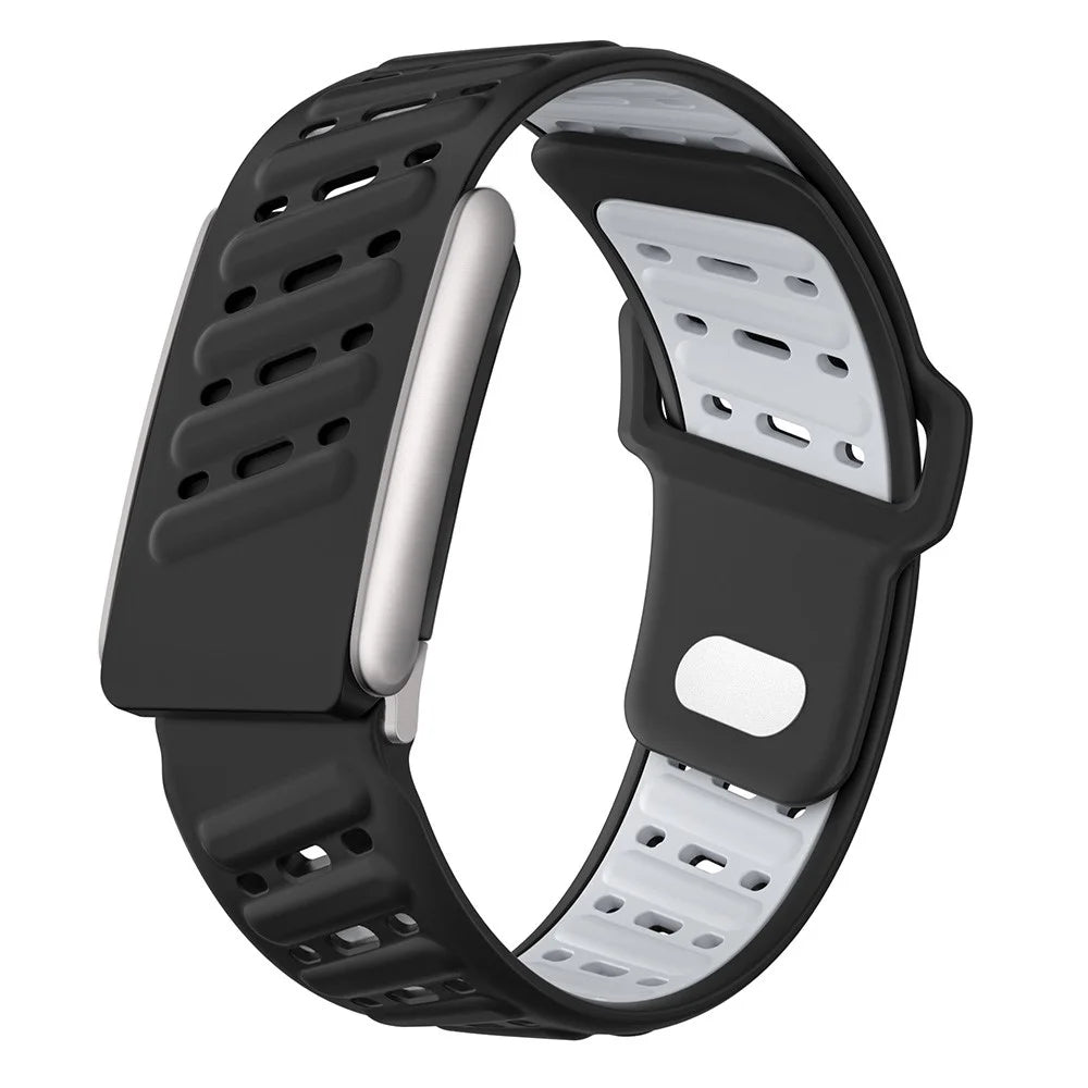 For WHOOP 5.0 Replacement Strap Dual Color Design Breathable Silicone Watch Band - Black / Light Grey - 1