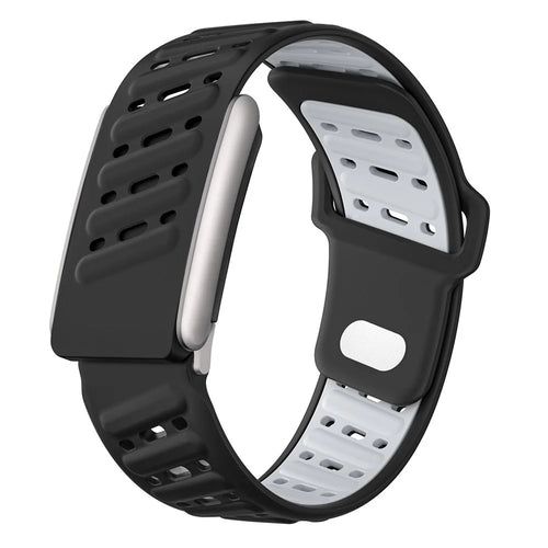 For WHOOP 5.0 Replacement Strap Dual Color Design Breathable Silicone Watch Band - Black / Light Grey - 1