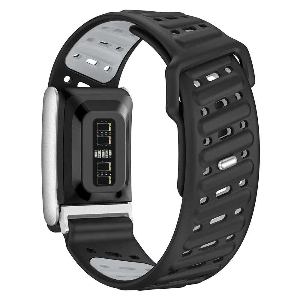 For WHOOP 5.0 Replacement Strap Dual Color Design Breathable Silicone Watch Band - Black / Light Grey - 2