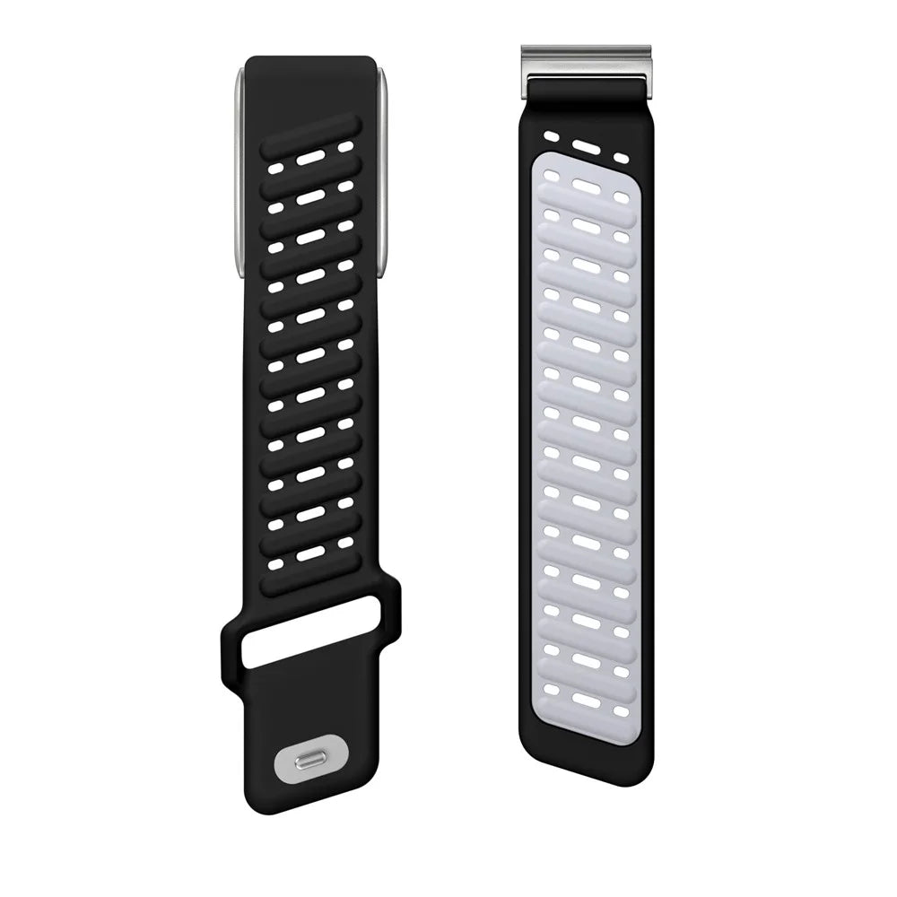 For WHOOP 5.0 Replacement Strap Dual Color Design Breathable Silicone Watch Band - Black / Light Grey - 3