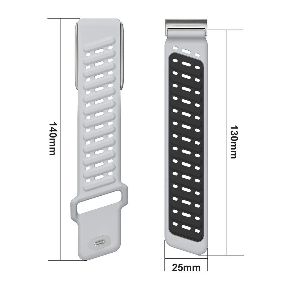 For WHOOP 5.0 Replacement Strap Dual Color Design Breathable Silicone Watch Band - Black / Light Grey - 4