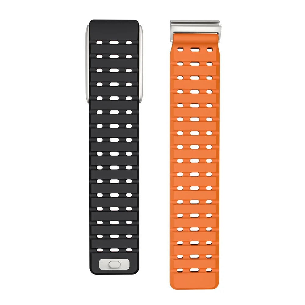 For WHOOP 5.0 Breathable Strap Dual Color Design Silicone Watch Band Magnetic Buckle - Black / Orange - 3
