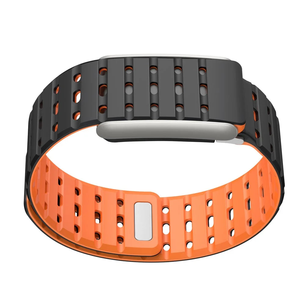 For WHOOP 5.0 Breathable Strap Dual Color Design Silicone Watch Band Magnetic Buckle - Black / Orange - 4