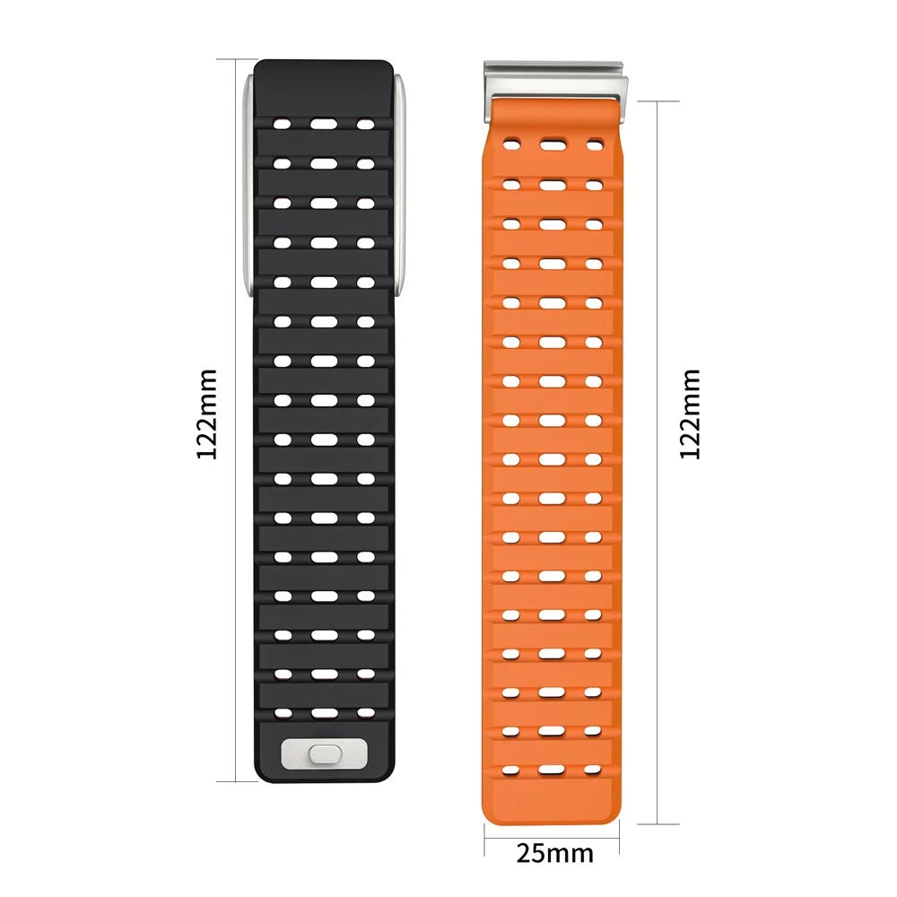 For WHOOP 5.0 Breathable Strap Dual Color Design Silicone Watch Band Magnetic Buckle - Black / Orange - 7