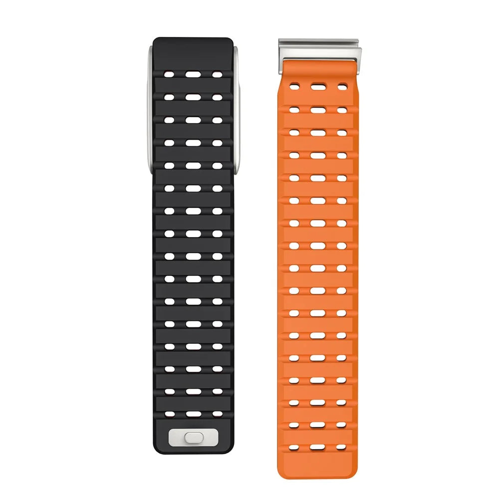 For WHOOP 5.0 LIFE MG Breathable Strap Dual Color Design Silicone Watch Band Magnetic Buckle - Black / Orange - 3