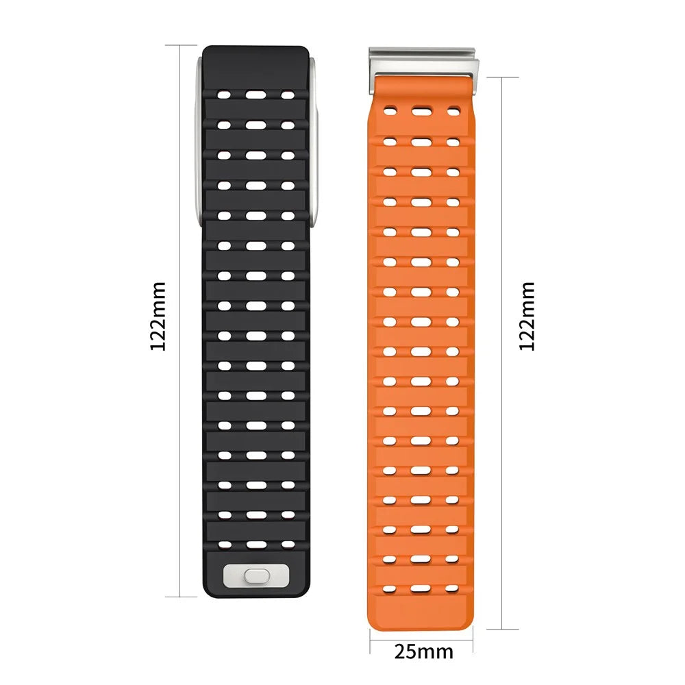 For WHOOP 5.0 LIFE MG Breathable Strap Dual Color Design Silicone Watch Band Magnetic Buckle - Black / Orange - 7