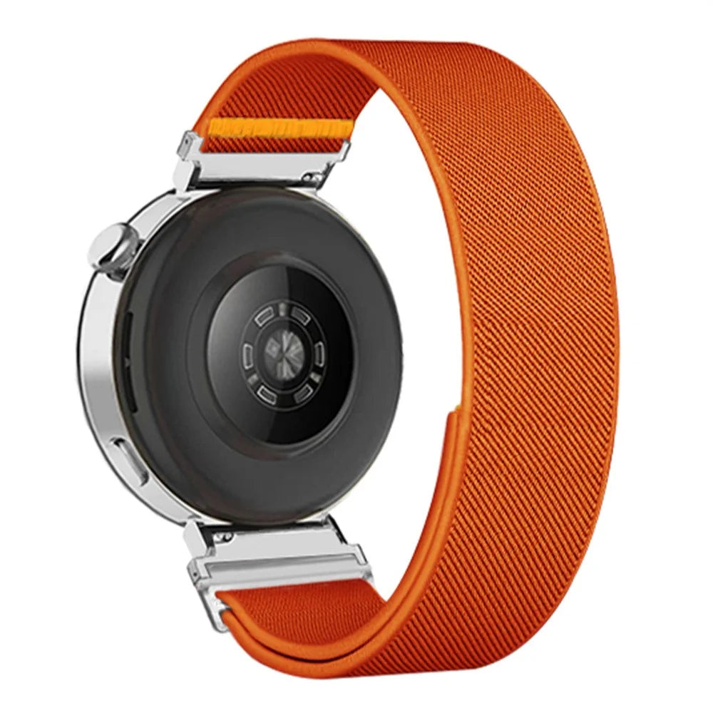 For Huawei Watch GT 5 41mm Nylon Watch Band 18mm Adjustable Elastic Replacement Strap - Orange - 1