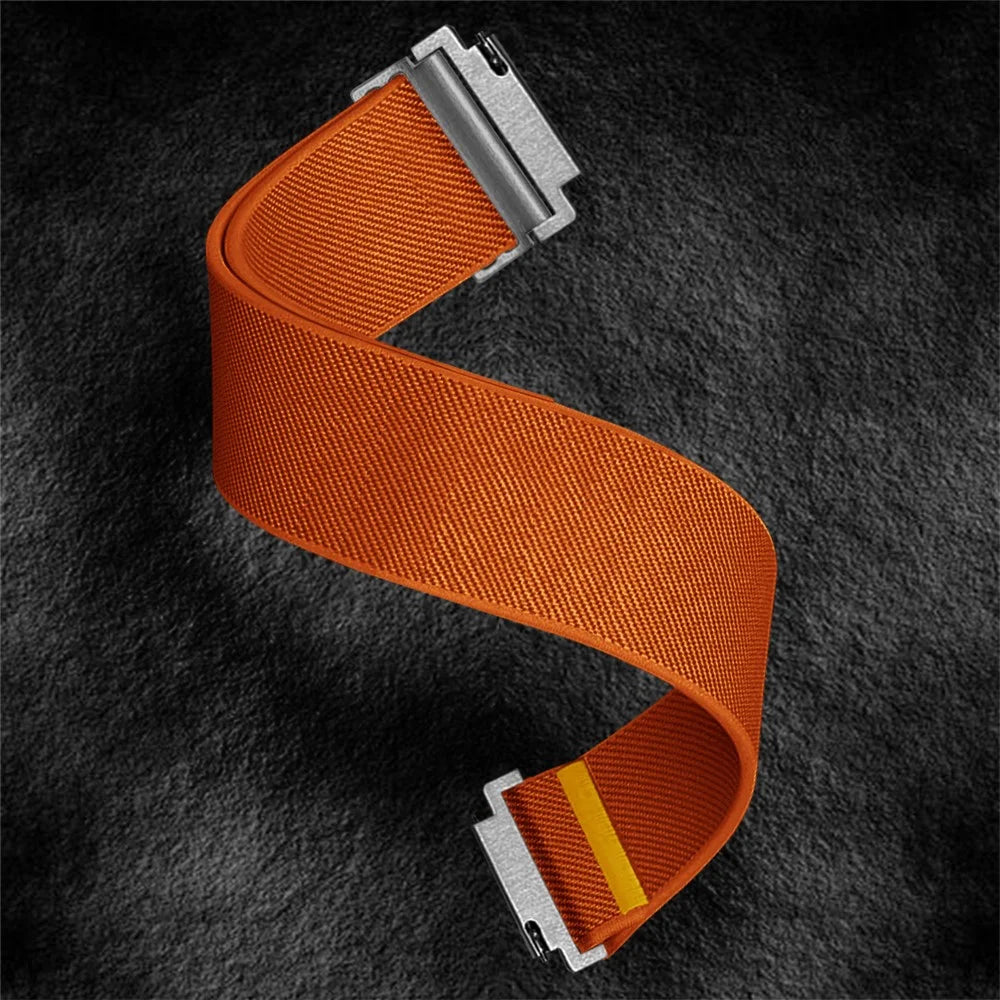 For Huawei Watch GT 5 41mm Nylon Watch Band 18mm Adjustable Elastic Replacement Strap - Orange - 5