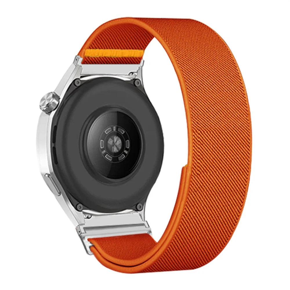 For Samsung Galaxy Watch7 44mm / 40mm Nylon Watch Band 20mm Adjustable Elastic Replacement Strap - Orange - 1