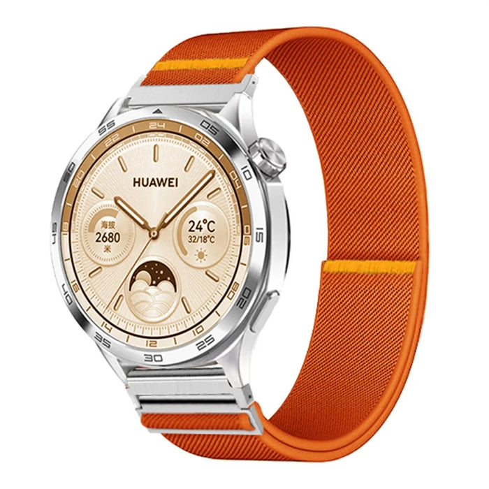 For Samsung Galaxy Watch7 44mm / 40mm Nylon Watch Band 20mm Adjustable Elastic Replacement Strap - Orange - 2