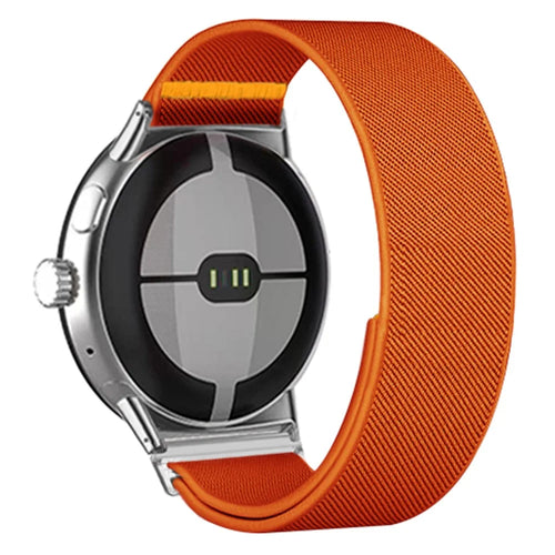 For Google Pixel Watch 4 45mm / Watch 3 45mm Nylon Watch Band Adjustable Elastic Replacement Strap - Orange - 1