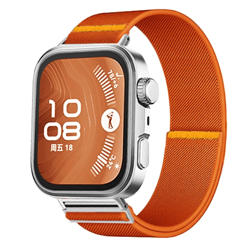 Nylon Watch Band for Huawei Watch Fit 4 Pro / Fit 4 / Fit 3 Adjustable Elastic Replacement Strap - Orange - 2