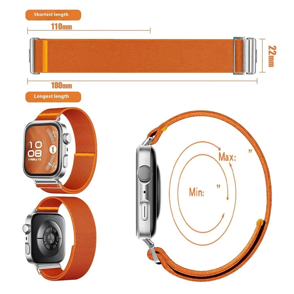 Nylon Watch Band for Huawei Watch Fit 4 Pro / Fit 4 / Fit 3 Adjustable Elastic Replacement Strap - Orange - 6
