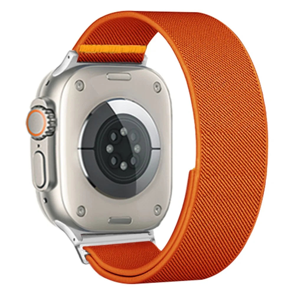 Nylon Watch Band for Apple Watch Series 11 10 42mm / 9 8 7 41mm / SE3 SE2 SE 6 5 4 40mm / 3 2 1 38mm Adjustable Elastic Replacement Strap - Orange - 1