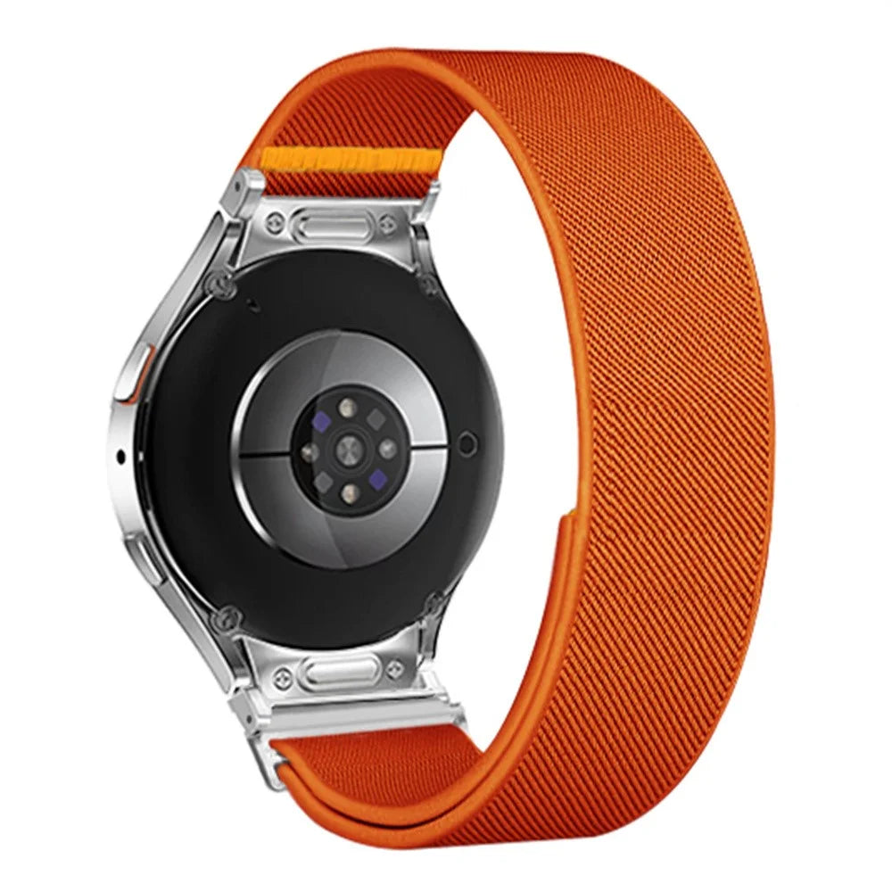For Samsung Galaxy Watch7 44mm / 40mm Nylon Watch Band Adjustable Elastic Replacement Strap - Orange - 1