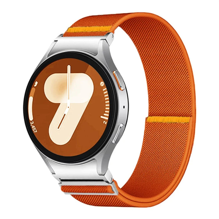 For Samsung Galaxy Watch7 44mm / 40mm Nylon Watch Band Adjustable Elastic Replacement Strap - Orange - 2