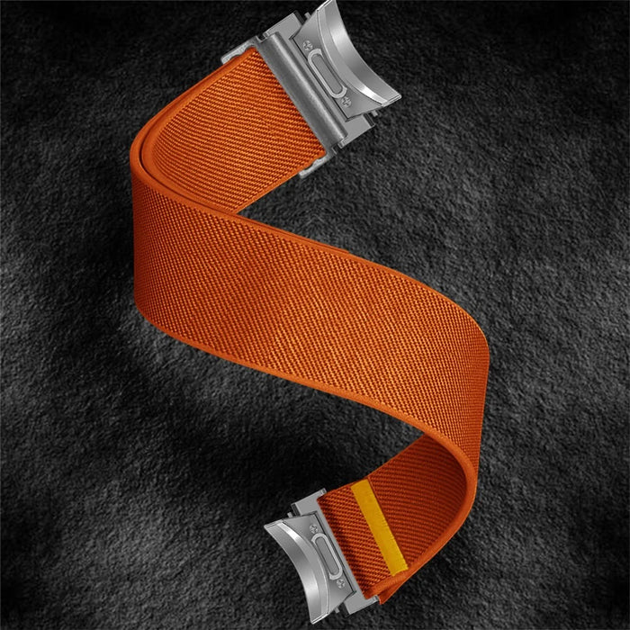 For Samsung Galaxy Watch7 44mm / 40mm Nylon Watch Band Adjustable Elastic Replacement Strap - Orange - 5