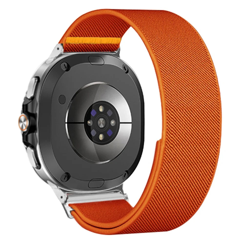 Nylon Watch Band for Samsung Galaxy Watch8 44mm / 40mm / Watch8 Classic 46mm Adjustable Elastic Replacement Strap - Orange - 1