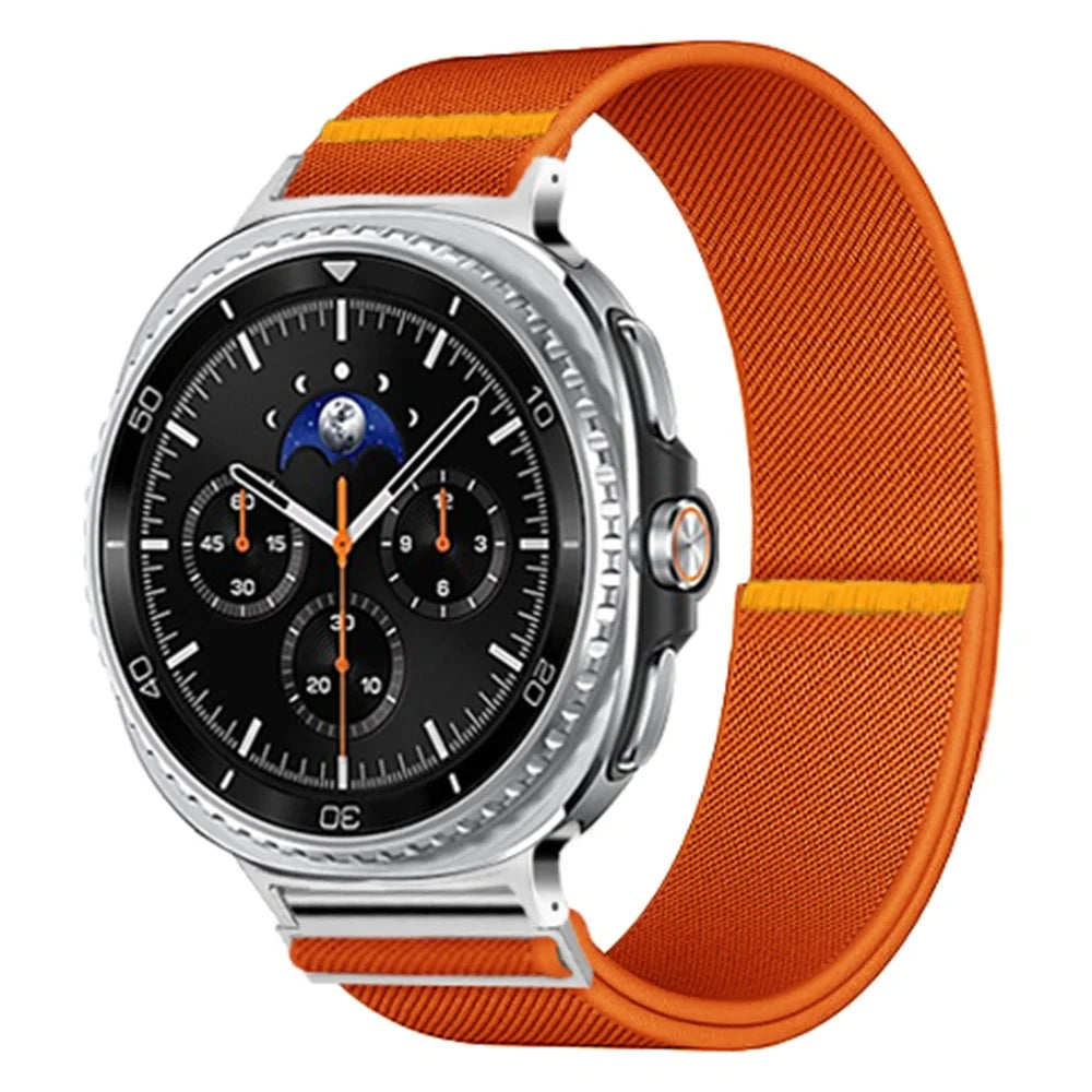 Nylon Watch Band for Samsung Galaxy Watch8 44mm / 40mm / Watch8 Classic 46mm Adjustable Elastic Replacement Strap - Orange - 2