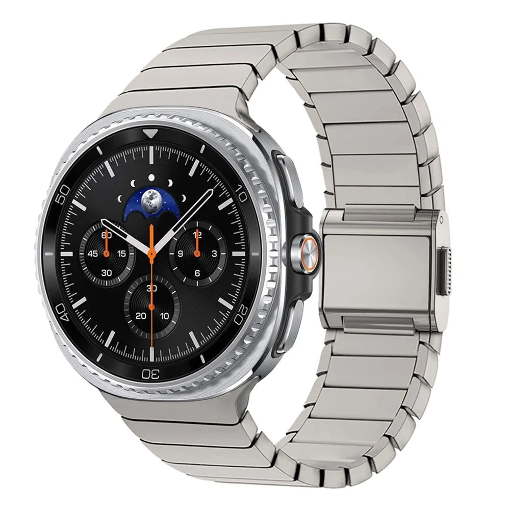 Replacement Band for Samsung Galaxy Watch8 44mm / 40mm / Watch8 Classic 46mm Stainless Steel Watch Strap - Titanium - 2
