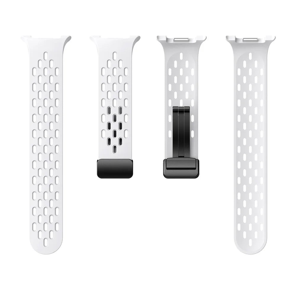 Breathable Silicone Strap for Samsung Galaxy Watch8 44mm / 40mm / Watch8 Classic 46mm Multi Hole Magnetic Buckle Watch Band - White - 5