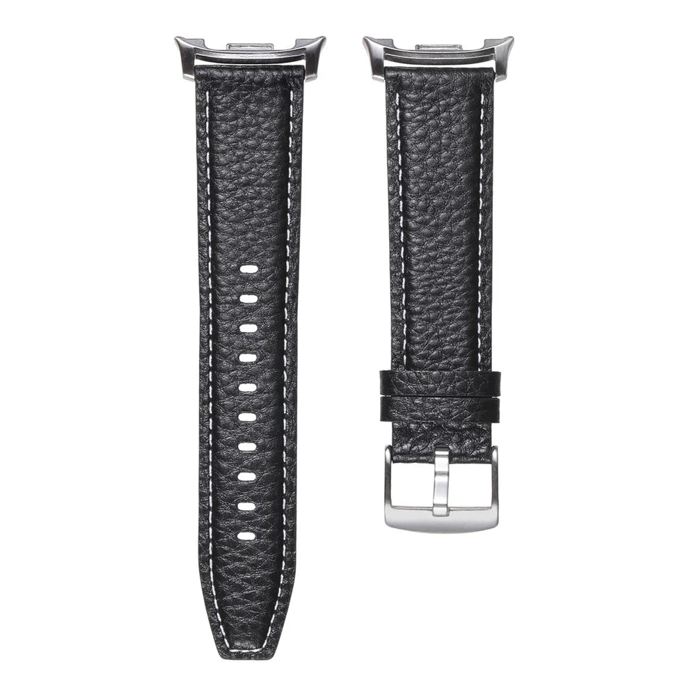 Genuine Cow Leather Watch Band for Samsung Galaxy Watch8 44mm / 40mm / Watch8 Classic 46mm Litchi Texture Adjustable Wrist Strap - Black - 3