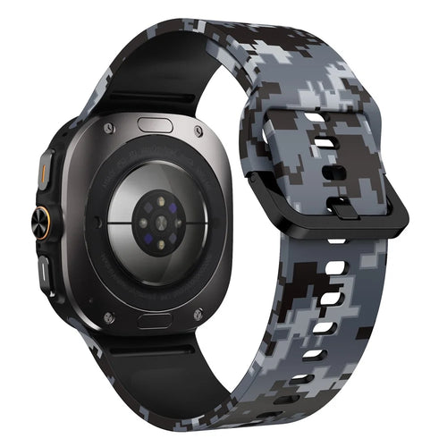Silicone Strap for Samsung Galaxy Watch Ultra (2025) 47mm / Ultra 47mm Pattern Design Replacement Watch Band - Digital Camo - 1