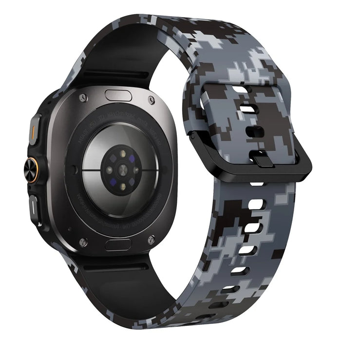 Silicone Strap for Samsung Galaxy Watch Ultra (2025) 47mm / Ultra 47mm Pattern Design Replacement Watch Band - Digital Camo - 1