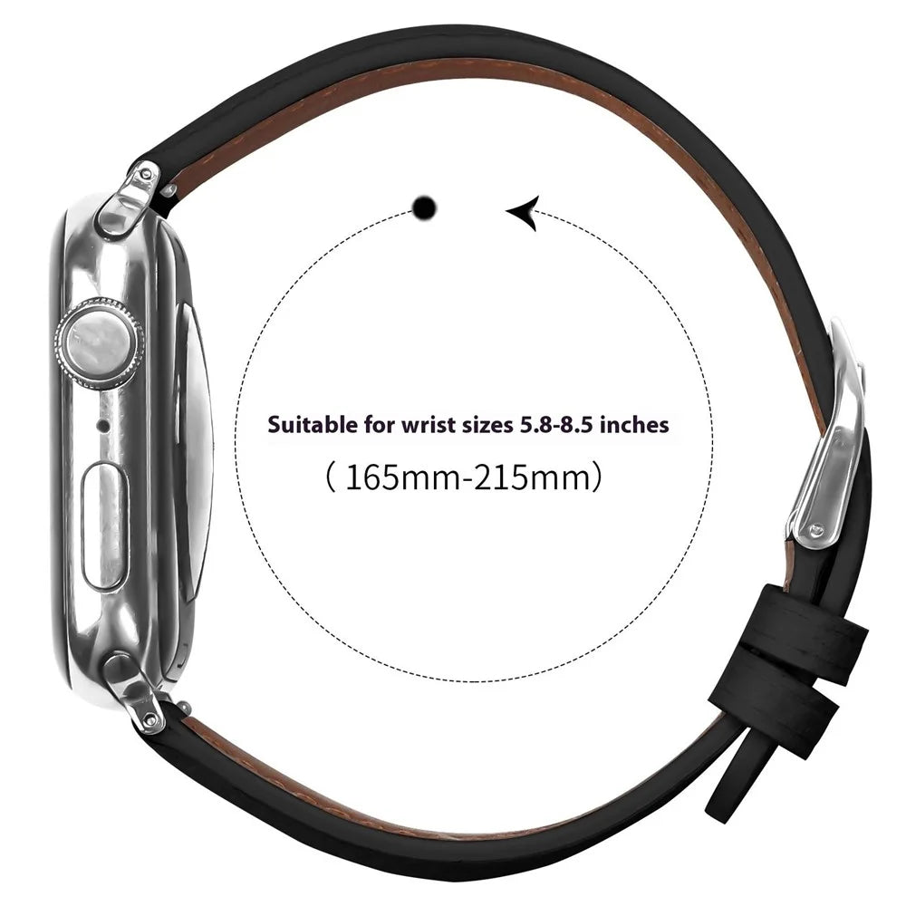 Replacement Strap for Apple Watch Series 11 10 42mm / 9 8 7 41mm / SE3 SE2 SE 6 5 4 40mm / 3 2 1 38mm Litchi Texture PU Leather Watch Band - Black - 6