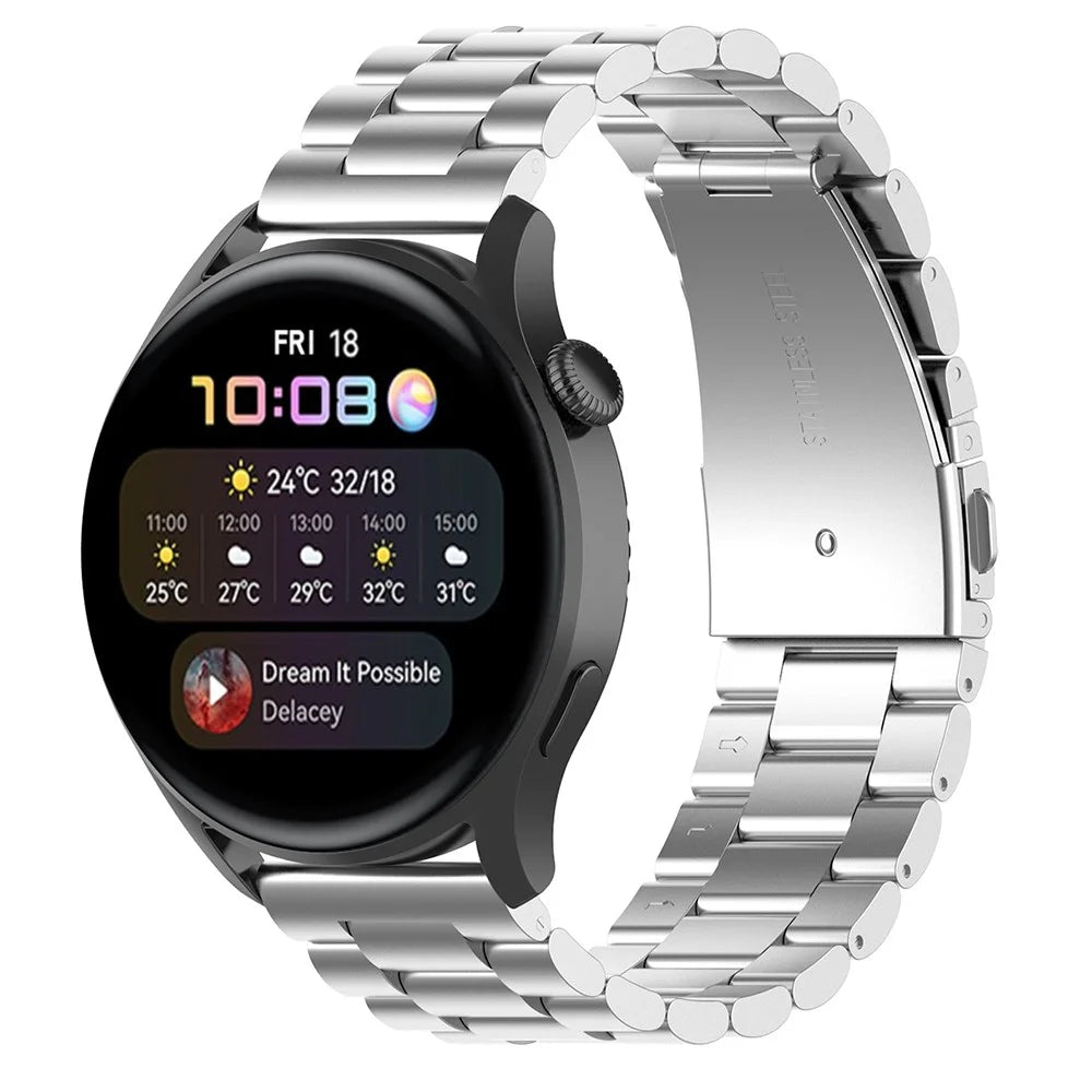 Stainless Steel 3 Beads Replacement Wrist Strap Watchband 22mm for Huawei Watch 3/Watch 3 Pro - Silver - 2