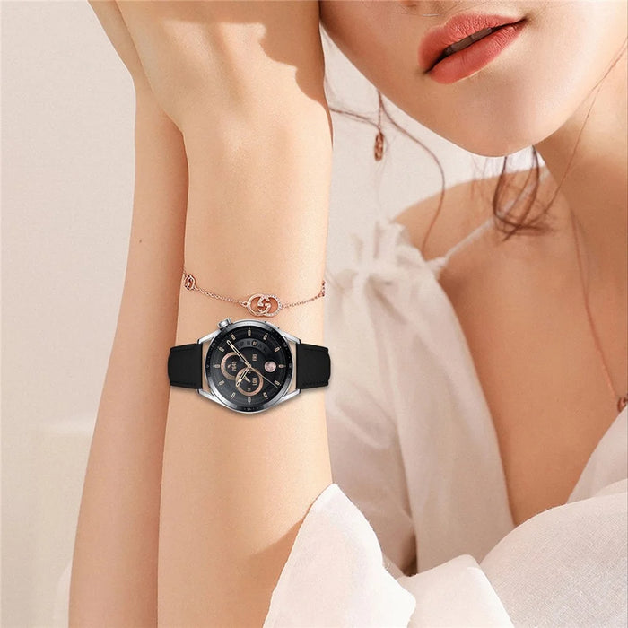 Replacement Strap for Huawei Watch Ultimate Litchi Texture PU Leather Watch Band with Metal Buckle - Black - 5