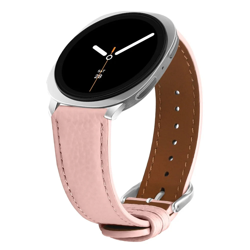 Replacement Strap for Samsung Galaxy Watch8 44mm / 40mm / Classic 46mm Litchi Texture PU Leather Watch Band with Metal Buckle - Light Pink - 2