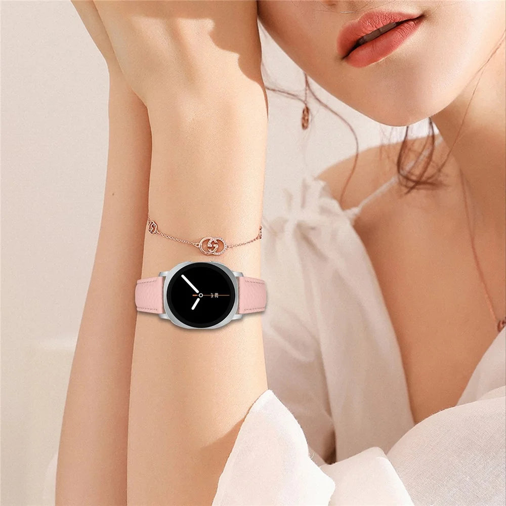Replacement Strap for Samsung Galaxy Watch8 44mm / 40mm / Classic 46mm Litchi Texture PU Leather Watch Band with Metal Buckle - Light Pink - 5