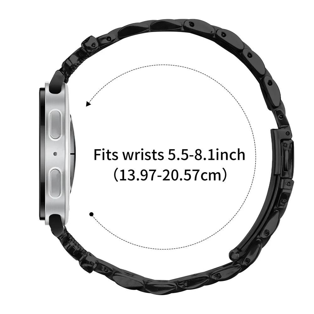 Watch Band with Connector for Samsung Galaxy Watch8 44mm / 40mm / 8 Classic 46mm 7-Bead Rhinestone Crown Metal Strap - Black - 7