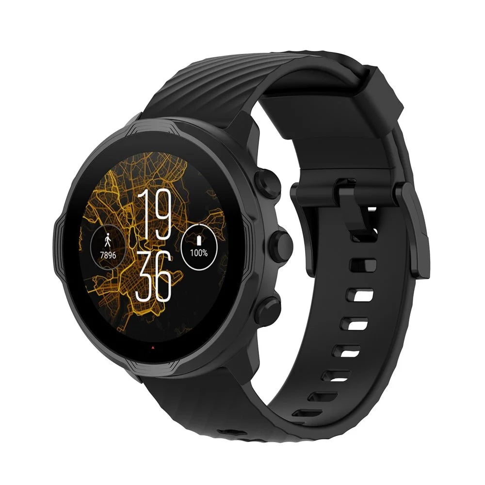 24mm Soft Silicone Replacement Accessory Watch Band Wrist Strap for Suunto Spartan Sport / Spartan Sport Wrist HR / Suunto 9 / 9 Baro / Suunto 7 / Suunto D5 - Black - 2
