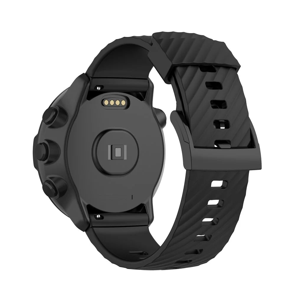 24mm Soft Silicone Replacement Accessory Watch Band Wrist Strap for Suunto Spartan Sport / Spartan Sport Wrist HR / Suunto 9 / 9 Baro / Suunto 7 / Suunto D5 - Black - 3