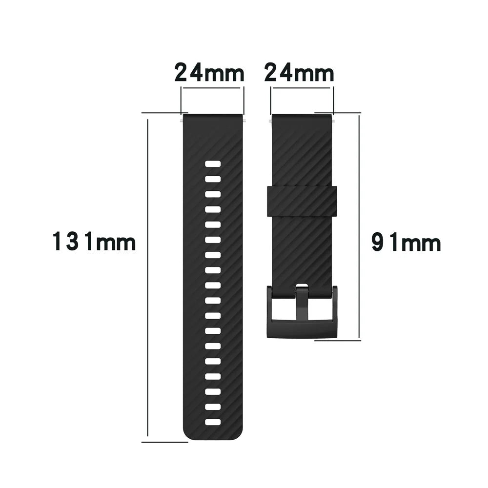 24mm Soft Silicone Replacement Accessory Watch Band Wrist Strap for Suunto Spartan Sport / Spartan Sport Wrist HR / Suunto 9 / 9 Baro / Suunto 7 / Suunto D5 - Black - 6
