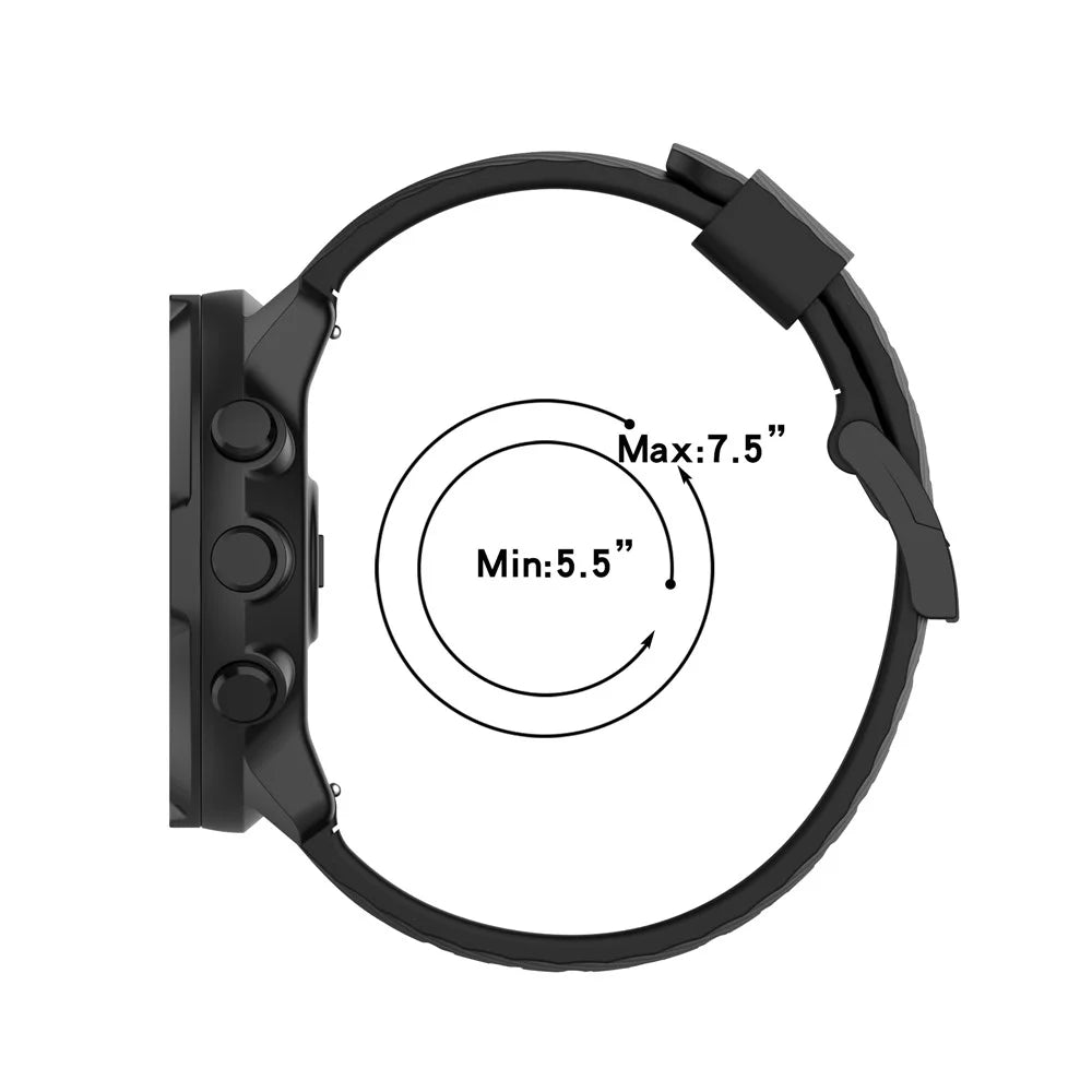 24mm Soft Silicone Replacement Accessory Watch Band Wrist Strap for Suunto Spartan Sport / Spartan Sport Wrist HR / Suunto 9 / 9 Baro / Suunto 7 / Suunto D5 - Black - 7