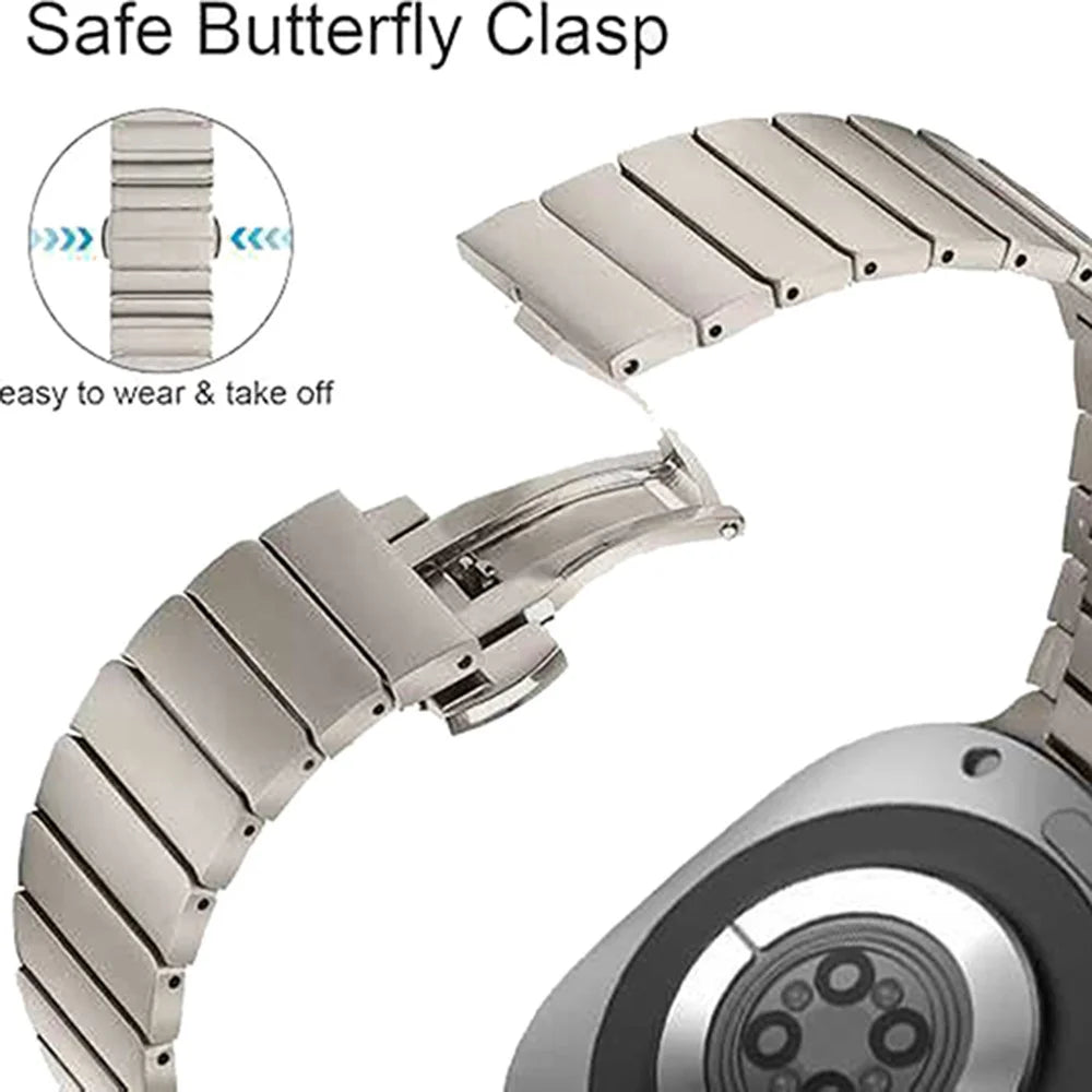 For Samsung Galaxy Watch8 44mm / 40mm / 8 Classic 46mm Titanium Alloy One-bead Watch Strap with Butterfly Clasp - Titanium - 4