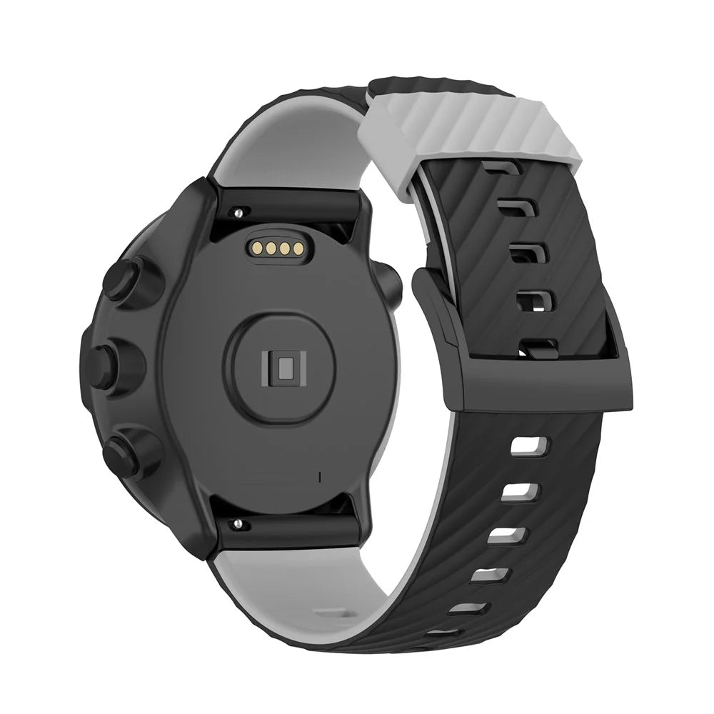 Dual Color 24mm Replacement Silicone Wrist Band Strap for Suunto Spartan Sport / Spartan Sport Wrist HR / Suunto 9 / 9 Baro / Suunto 7 / Suunto D5 - Black/Grey - 3