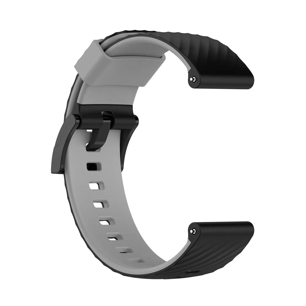 Dual Color 24mm Replacement Silicone Wrist Band Strap for Suunto Spartan Sport / Spartan Sport Wrist HR / Suunto 9 / 9 Baro / Suunto 7 / Suunto D5 - Black/Grey - 4