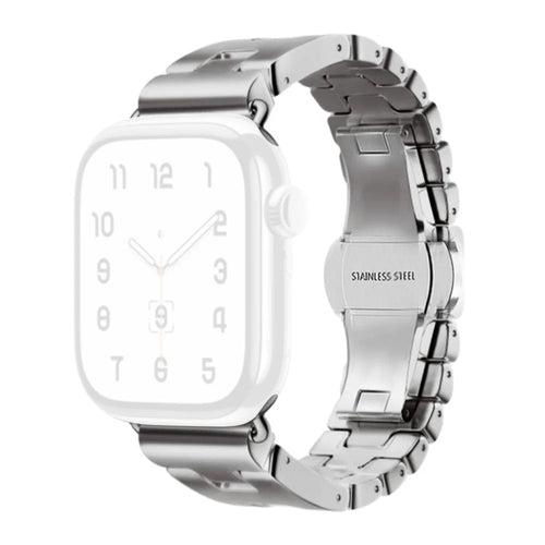 Replacement Strap for Apple Watch Series 11 10 42mm / 9 8 7 41mm / SE3 SE2 SE 6 5 4 40mm / 3 2 1 38mm H Type Metal Watch Band - Silver - 1